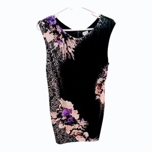 Black and Pink Asymmetrical Sheath Dress Sleeveless Cocktail